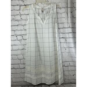 Knox Rose Women’s Sleeveless Dress Size M Boho White Plaid Sheer Lightweight
